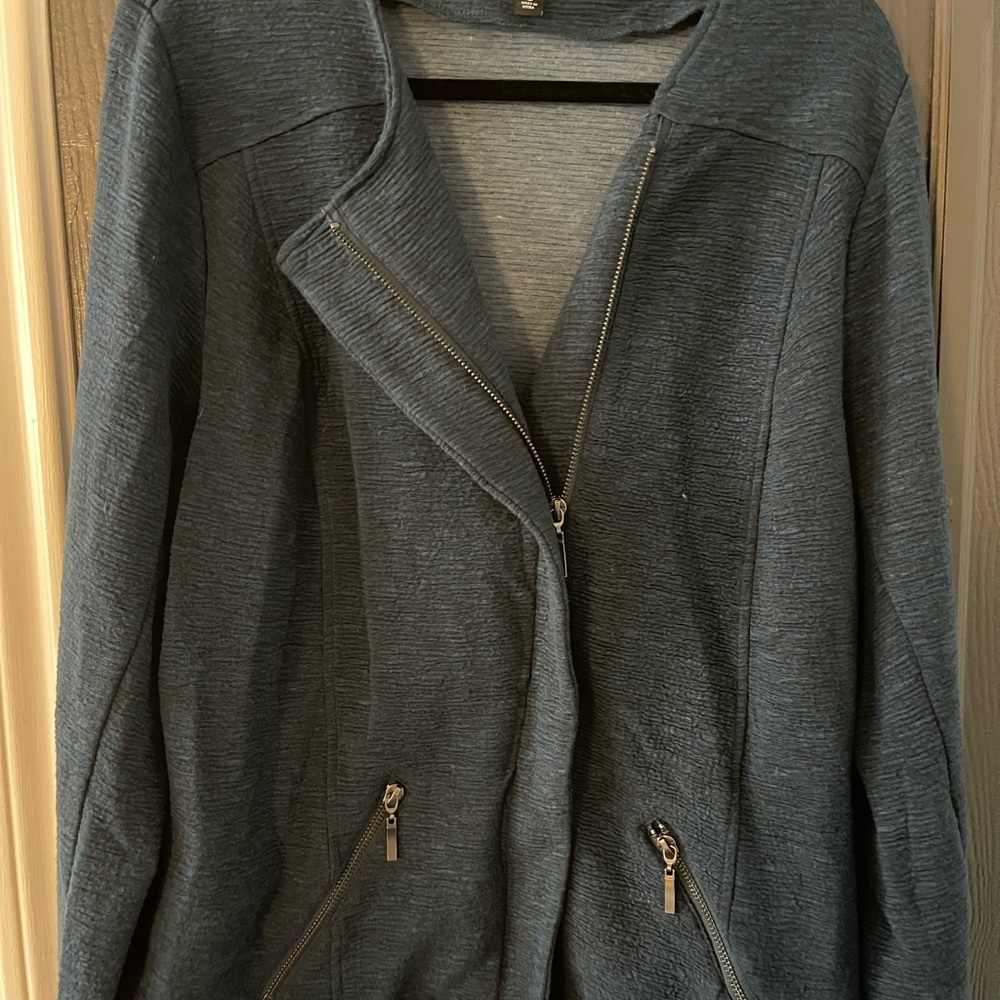 Stylish Teal Blue Zip-Up moto style Jacket
